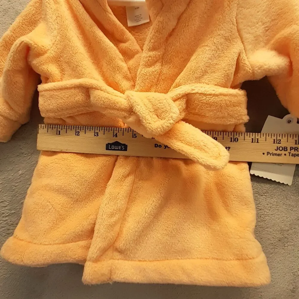 Cloud Island Baby 6-9 months Fox Plush Hooded Bath Robe Peachy Orange NWT